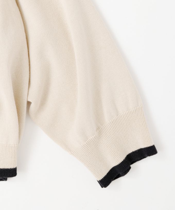 カネルカーデ　バイカラー強撚綿カーディガン