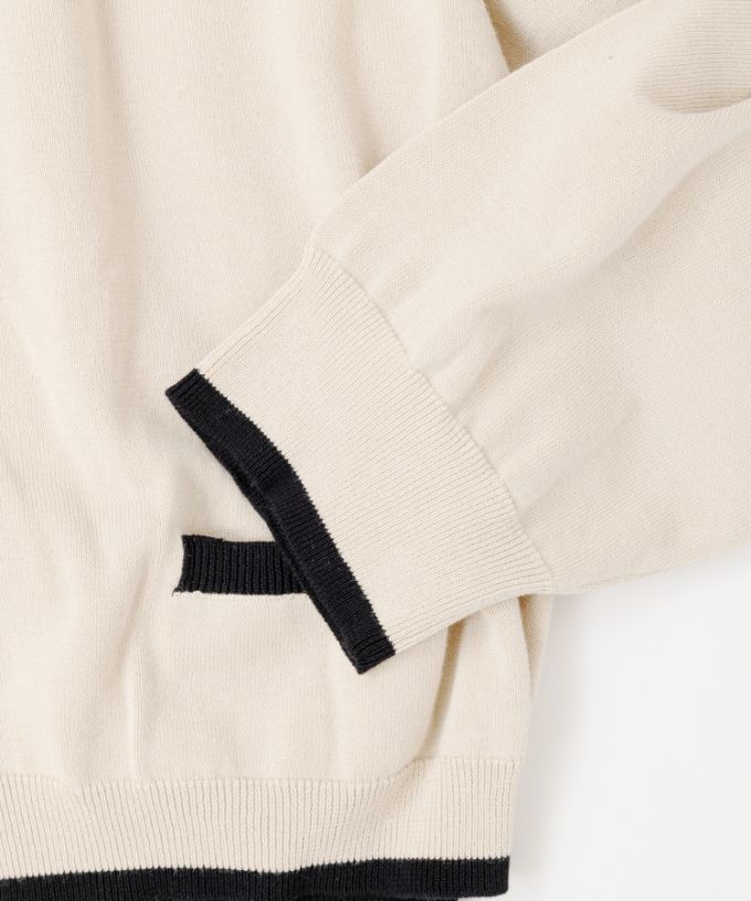 カネルカーデ　バイカラー強撚綿カーディガン