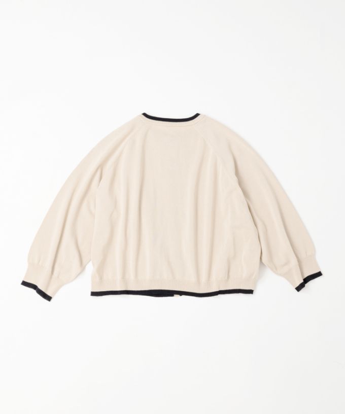 カネルカーデ　バイカラー強撚綿カーディガン