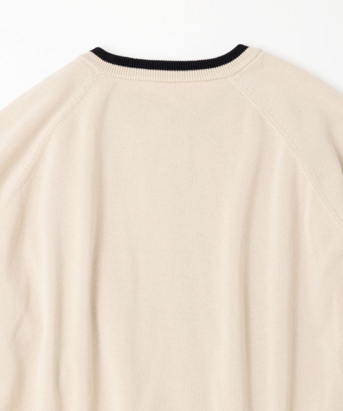 カネルカーデ　バイカラー強撚綿カーディガン