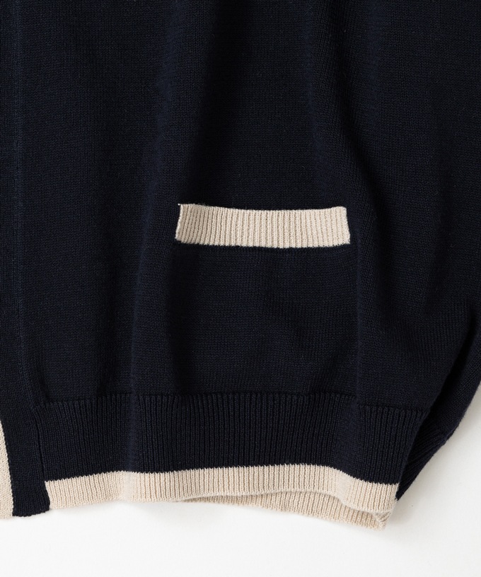 カネルカーデ　バイカラー強撚綿カーディガン