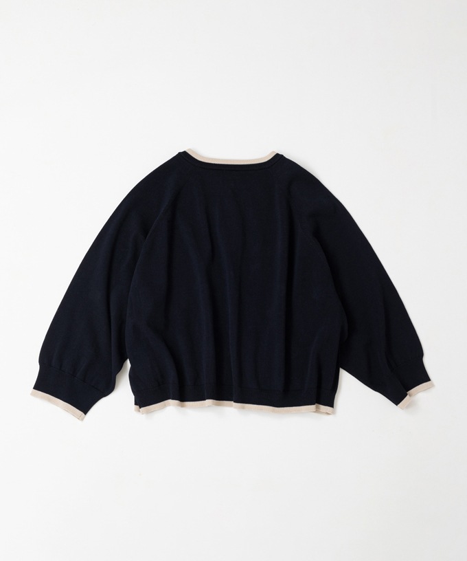 カネルカーデ　バイカラー強撚綿カーディガン