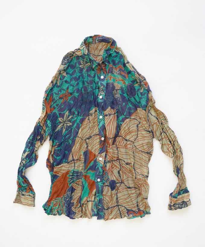 くさしゃつ　さかなのせかい よる ［Kusa Kanmuri　シルクコットンシャツ］