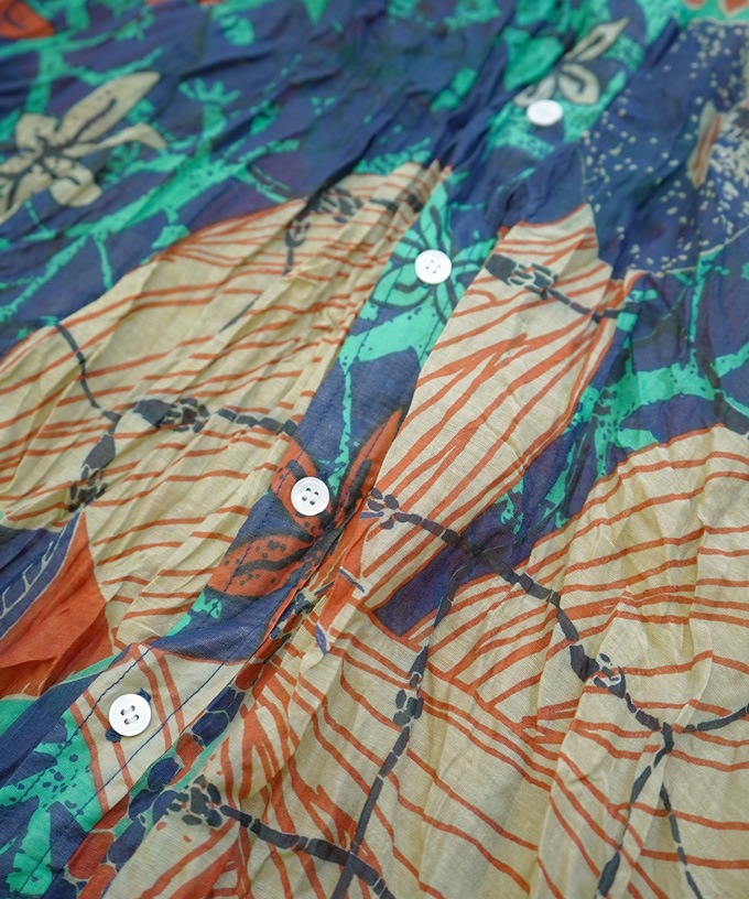 くさしゃつ　さかなのせかい よる ［Kusa Kanmuri　シルクコットンシャツ］