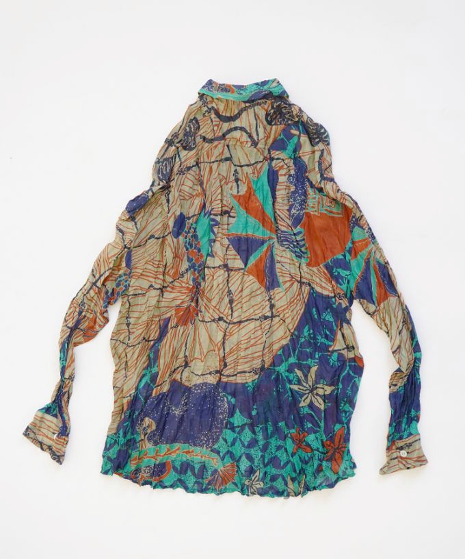 くさしゃつ　さかなのせかい よる ［Kusa Kanmuri　シルクコットンシャツ］