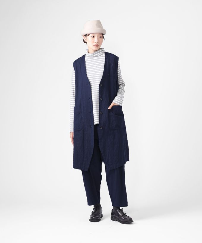 マオパンツ・ネイビー　オリジナルコットン後ろポケットパンツ