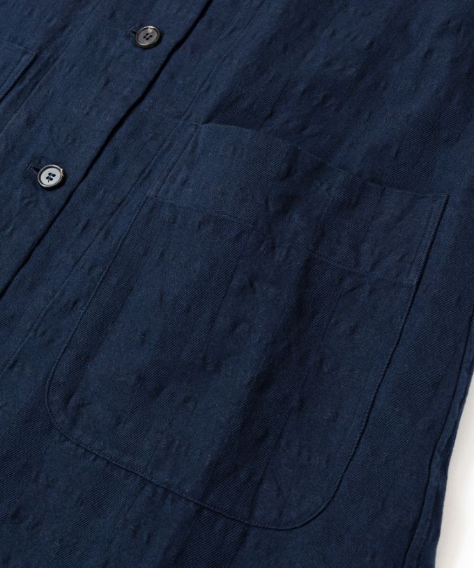 ロカベスト・ネイビー　オリジナルコットンリネンロングジレ