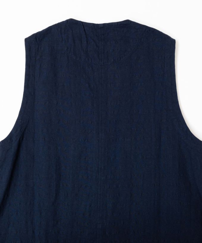 ロカベスト・ネイビー　オリジナルコットンリネンロングジレ