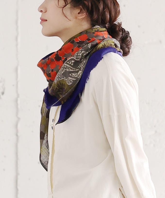 うつくしいとり　[Kusa Kanmuri ウールストール]