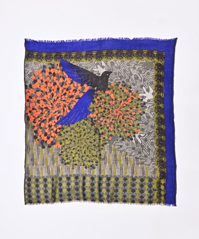 うつくしいとり　[Kusa Kanmuri ウールストール]