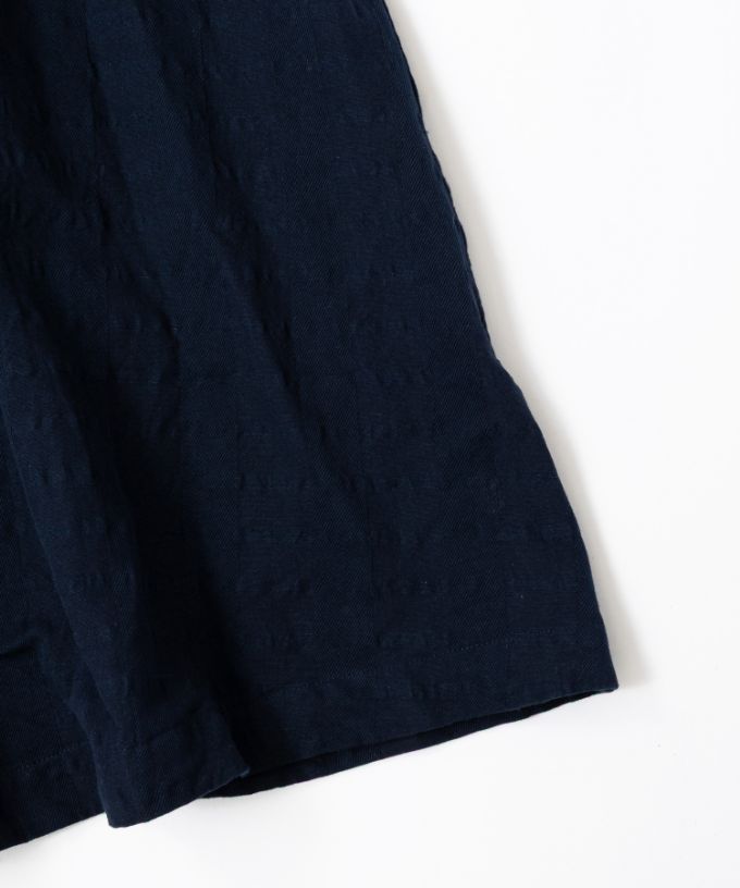 ジェラドレス・ネイビー　オリジナルコットンリネン立襟ドレス