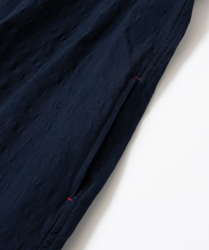 ジェラドレス・ネイビー　オリジナルコットンリネン立襟ドレス