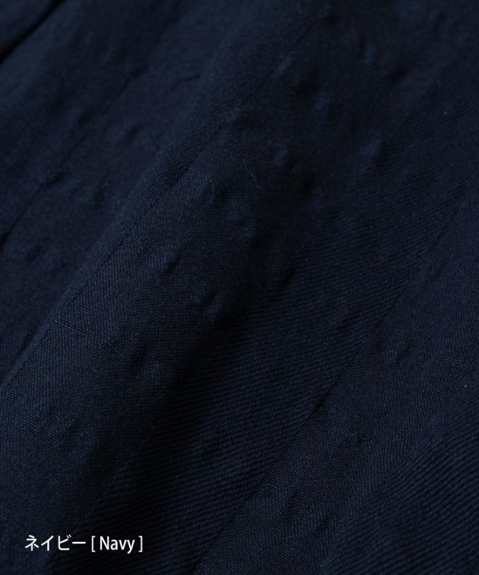 ジェラドレス・ネイビー　オリジナルコットンリネン立襟ドレス