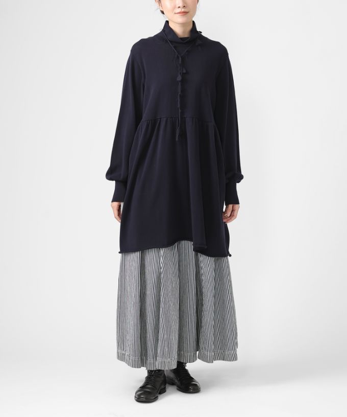 コロン ラリエットつきの天竺ニットチュニックトップ/ITEM,JACKET/TOPS