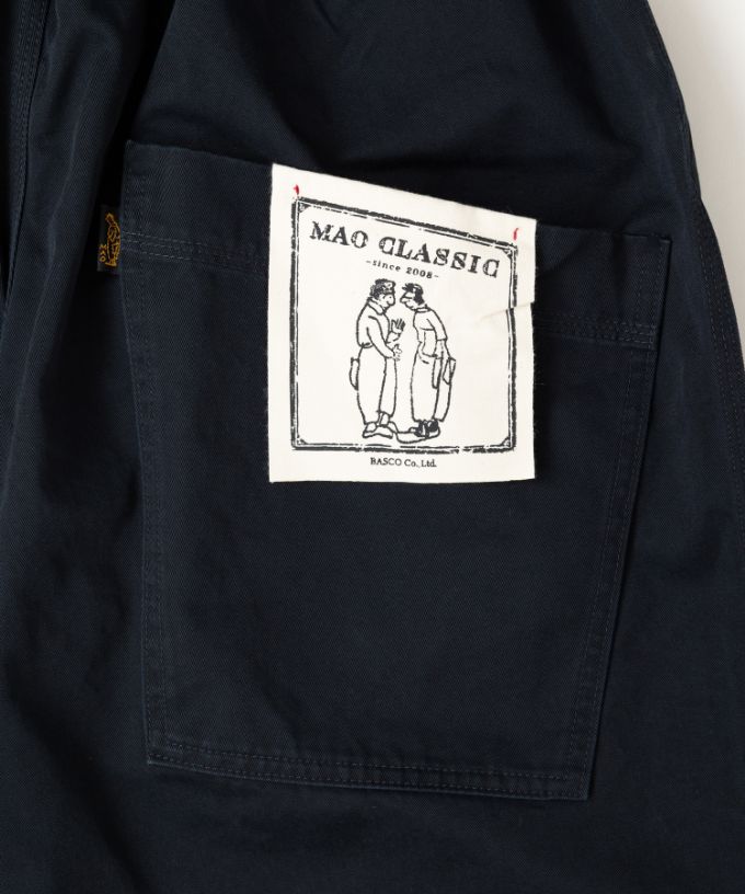 【再入荷ネイビー】マオパンツチノ定番バックポケットパンツのチノ素材【フラッシャー＆ピスネーム付き】