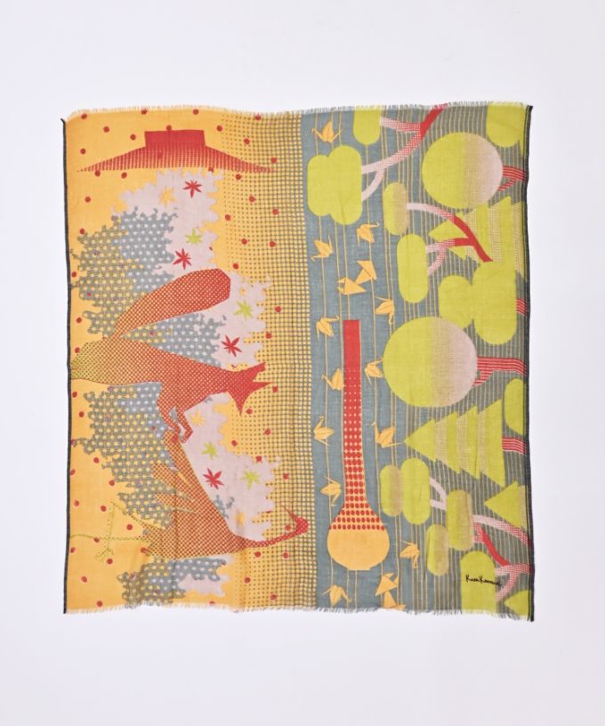 きつねとつる　[Kusa Kanmuri ウールストール]