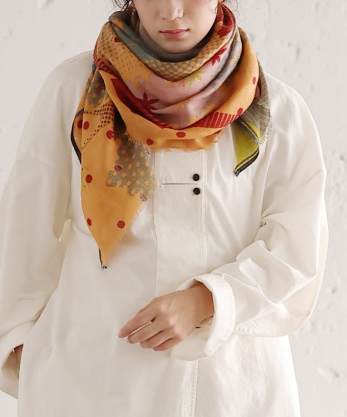 きつねとつる　[Kusa Kanmuri ウールストール]