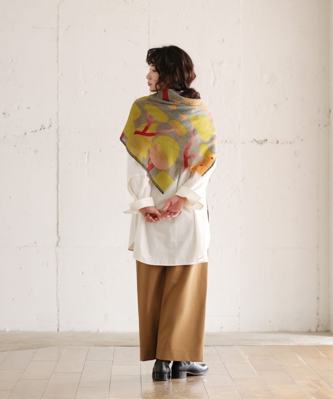 きつねとつる　[Kusa Kanmuri ウールストール]