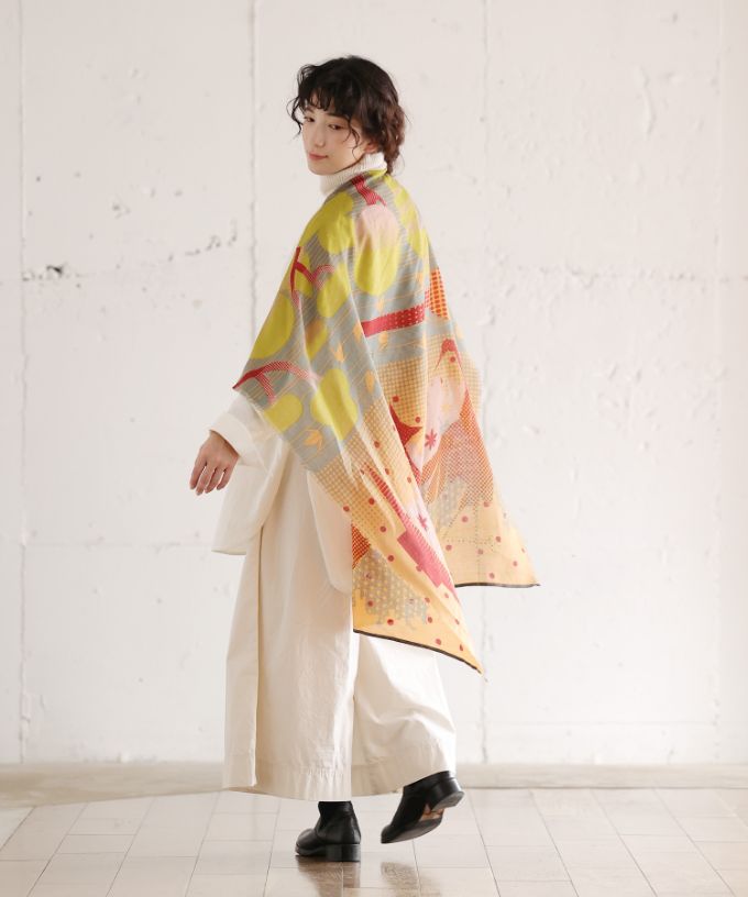 きつねとつる　[Kusa Kanmuri ウールストール]