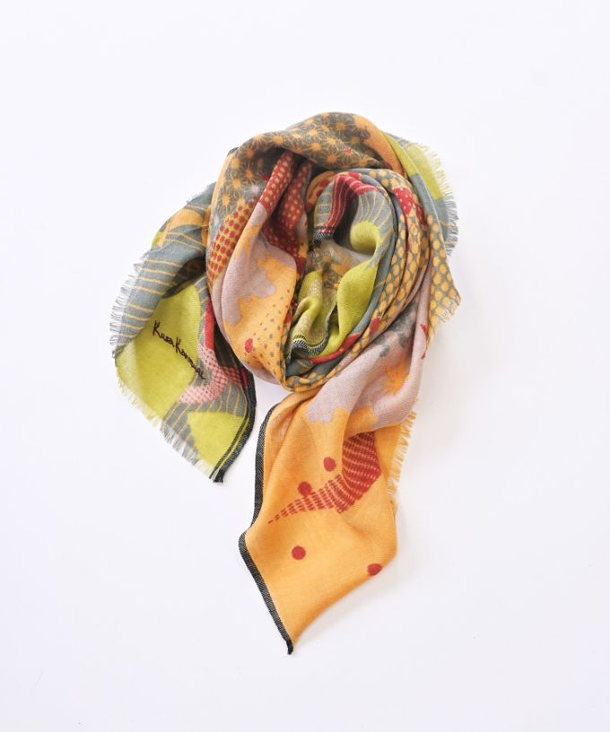 きつねとつる　[Kusa Kanmuri ウールストール]