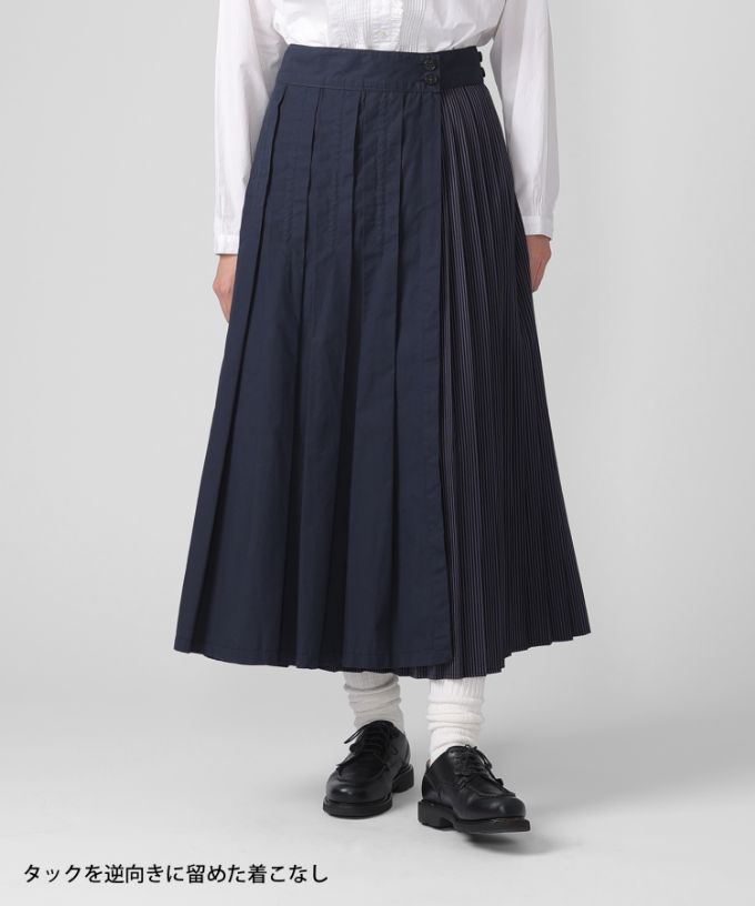 カホリンスカート 異素材切替プリーツスカート