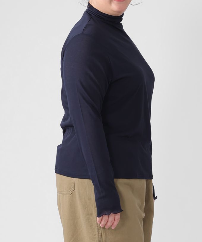 キアタートル・4【プラスサイズ】強撚綿のシアーコットンタートル