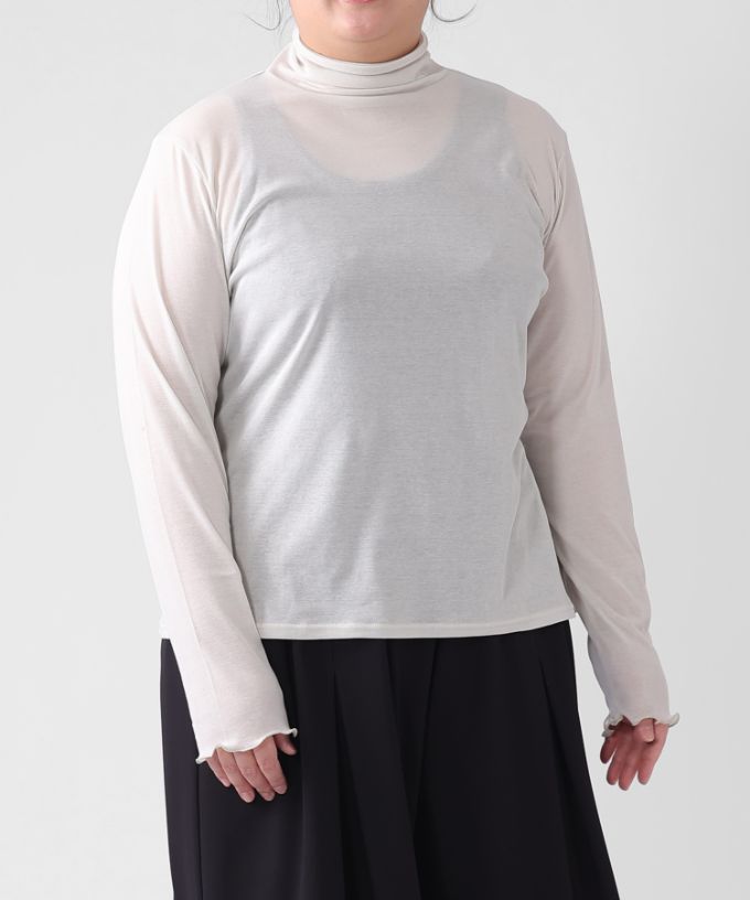 キアタートル・4【プラスサイズ】強撚綿のシアーコットンタートル