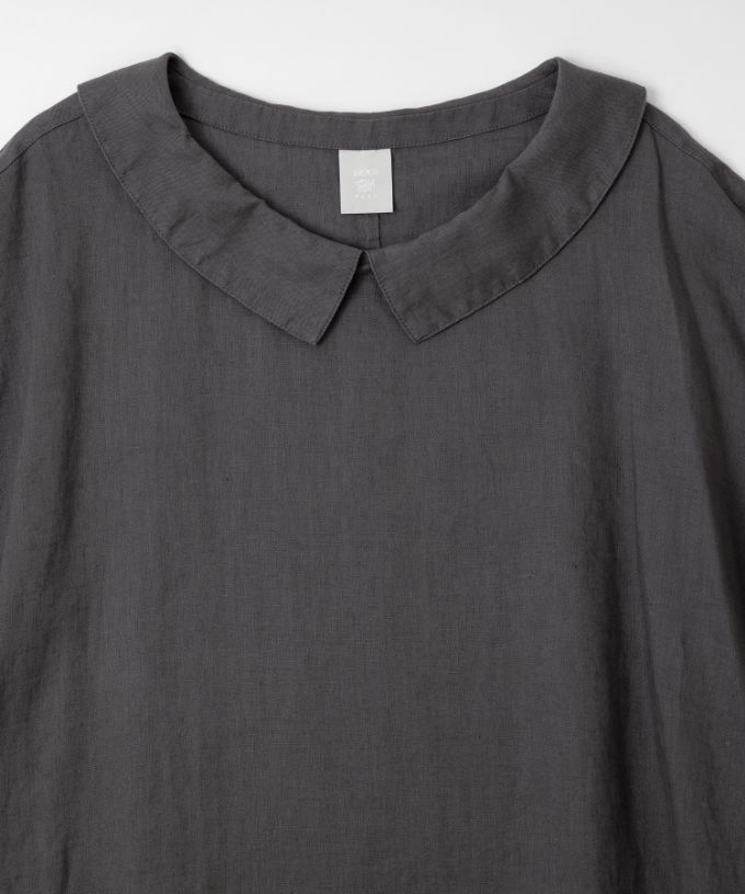 アガサドレス　リネンの丸襟バルーンスリーブドレス