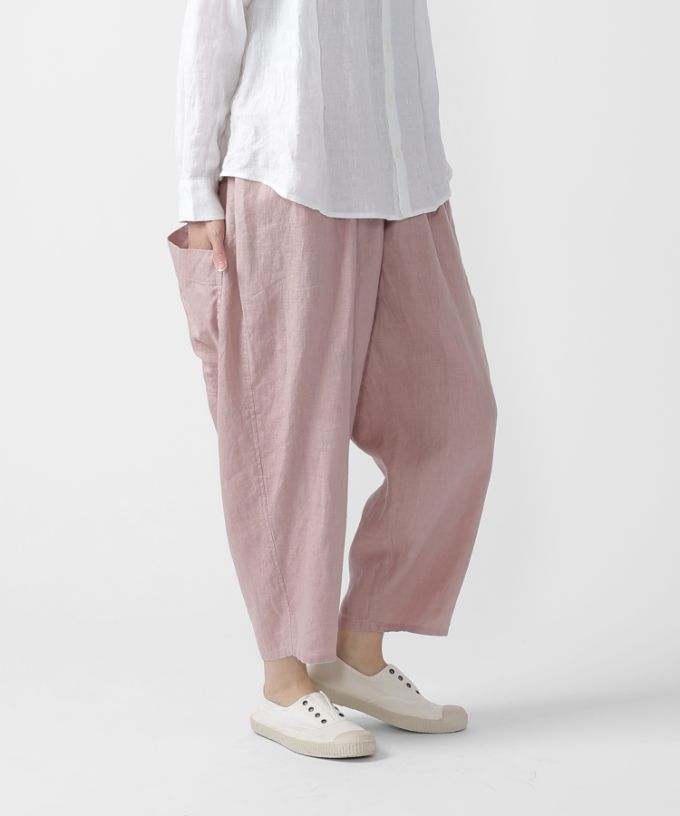 マオパンツ麻・22 リネン素材の後ろビックポケットパンツ/ITEM,PANTS