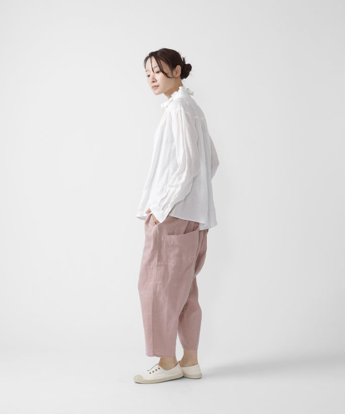 マオパンツ麻・22　リネン素材の後ろビックポケットパンツ