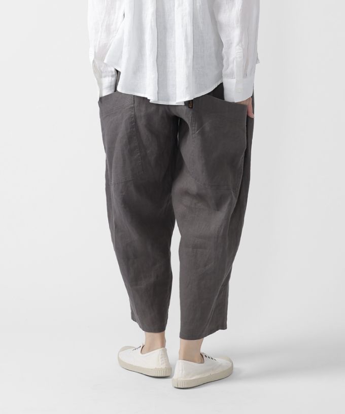 マオパンツ麻・22 リネン素材の後ろビックポケットパンツ/ITEM,PANTS