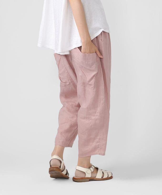 マオパンツ麻・22 リネン素材の後ろビックポケットパンツ/ITEM,PANTS