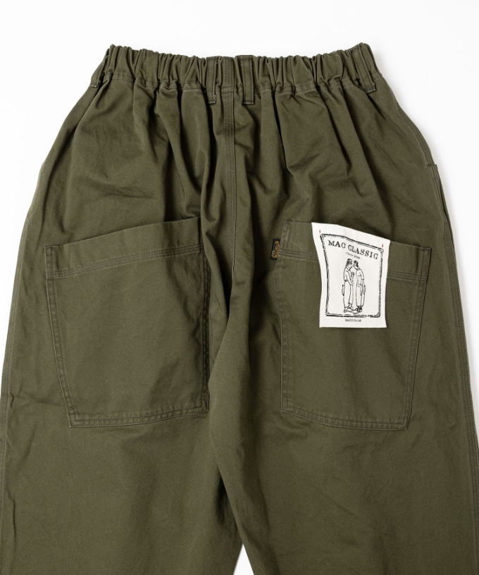 再入荷カーキ】マオパンツロングチノ/ロング丈 人気の定番チノ素材