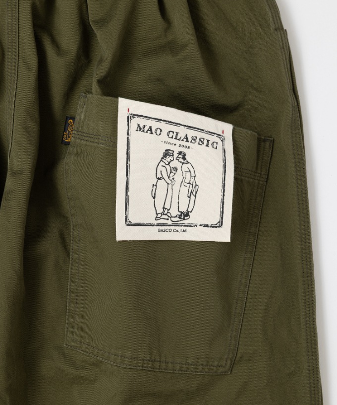 再入荷カーキ】マオパンツロングチノ/ロング丈 人気の定番チノ素材