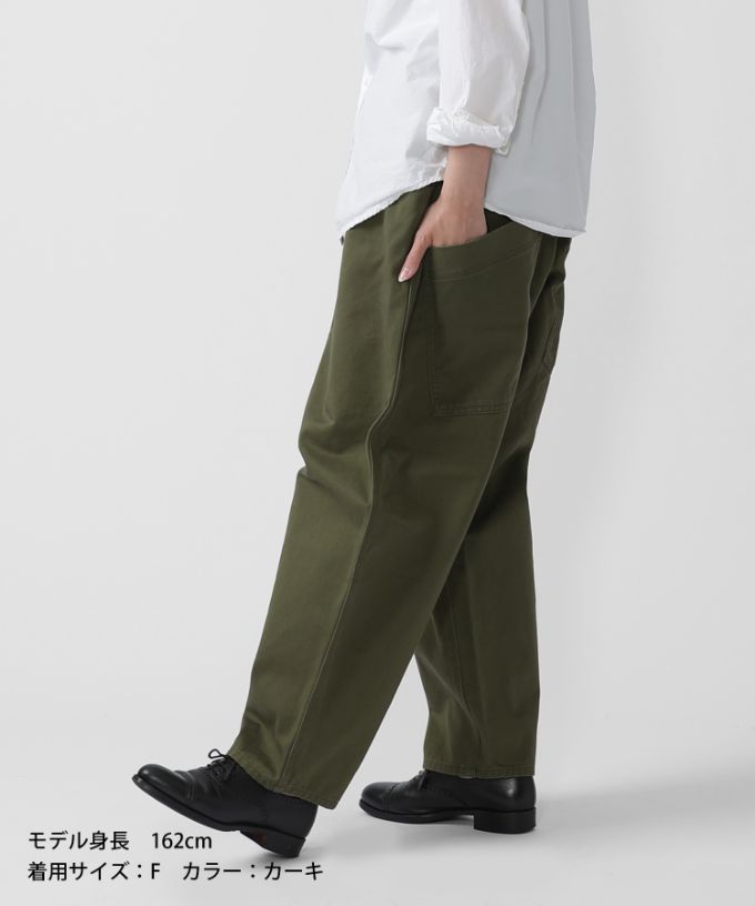 カーキ】マオパンツロングチノ/ロング丈 人気の定番チノ素材バック