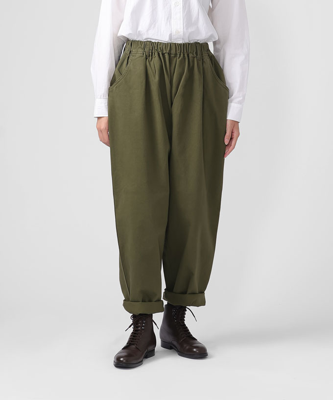 再入荷カーキ】マオパンツロングチノ/ロング丈 人気の定番チノ素材