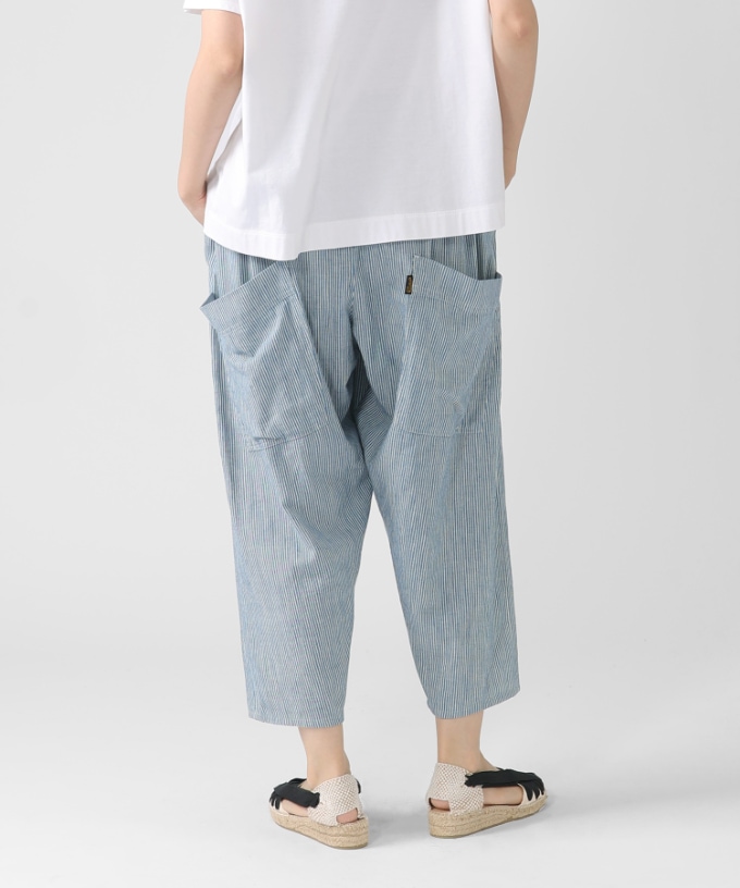 マオパンツ・30 インディゴツイルセルビッチ素材のストライプマオパンツ