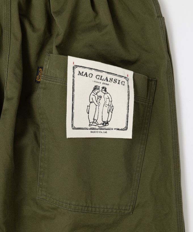 【再入荷カーキ】マオパンツチノ 人気の定番チノ素材バックポケットパンツ