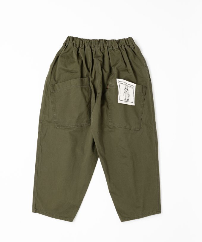 再入荷カーキ】マオパンツチノ 人気の定番チノ素材バックポケット