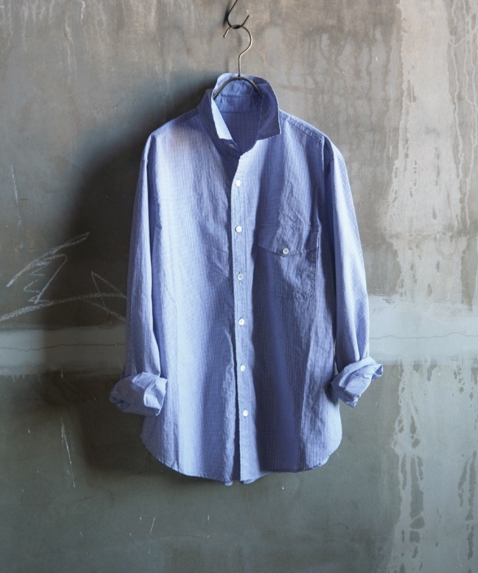 【SALE】ピュリエ・E　シンプルな細ギンガムチェックのシャツ