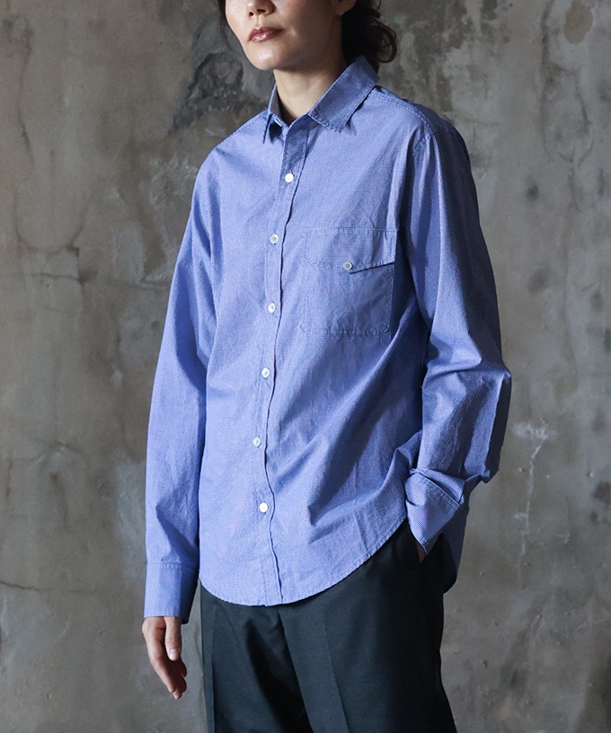 【SALE】ピュリエ・E　シンプルな細ギンガムチェックのシャツ
