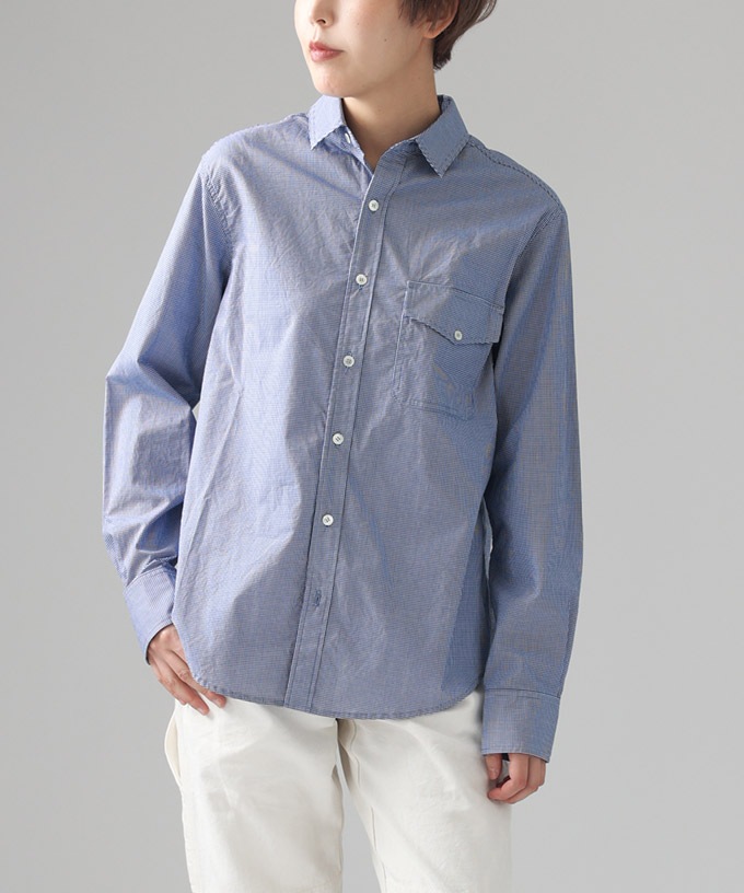 ピュリエ・E シンプルな細ギンガムチェックのシャツ/ITEM,JACKET/TOPS