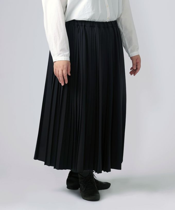 ジジスカート・4【プラスサイズ】［Chronicle］二種のプリーツを使ったスカート