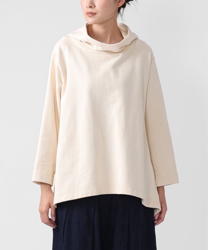 バーミートップ　アメリカコットンの裏毛フードプルオーバー