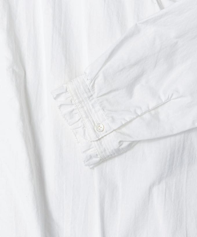 シェリー・E/G コットンの立ち襟ギャザーブラウス 白/ITEM,JACKET