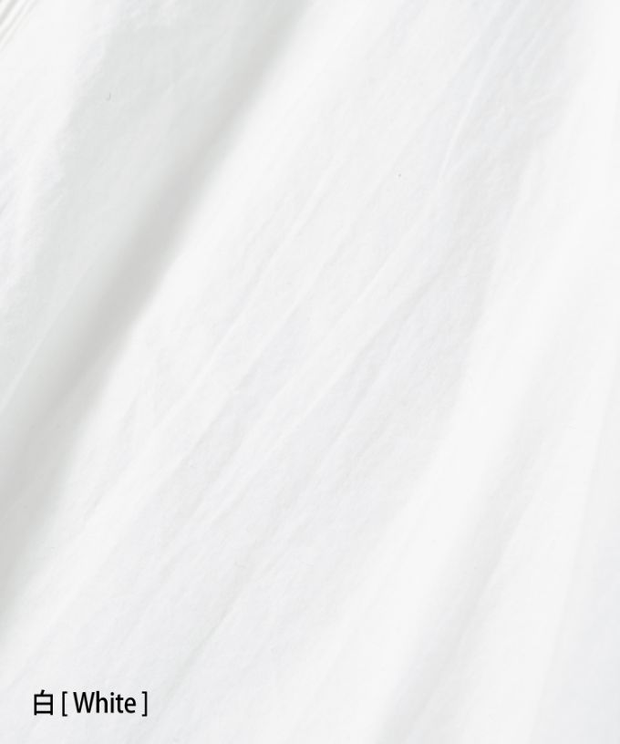 シェリー・E　コットンの立ち襟ギャザーブラウス　白