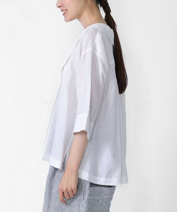 【SALE】シャテラ　コットンリネンのセーラーカラーブラウス
