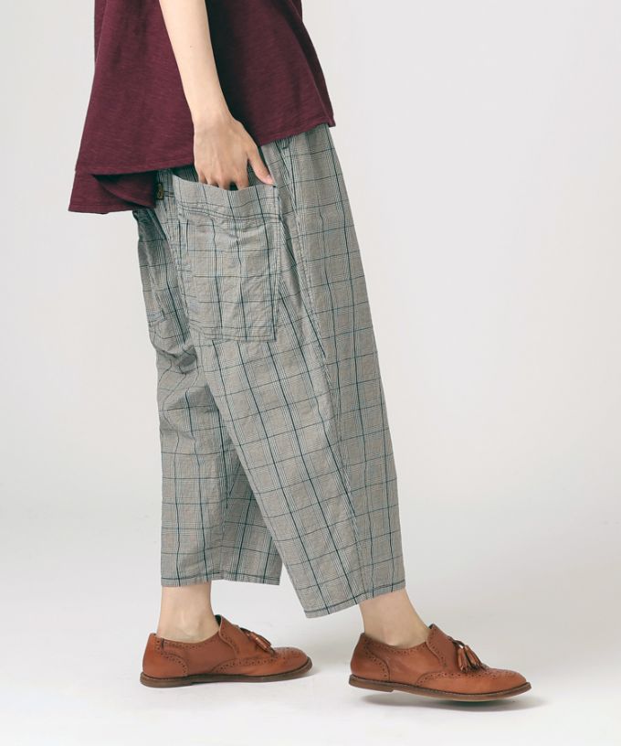 ＊美品＊バスコ／チェック　ゴムパンツ　マオパンツ 美品＊バスコ／チェック ゴムパンツ マオパンツ BASCOオリジナル