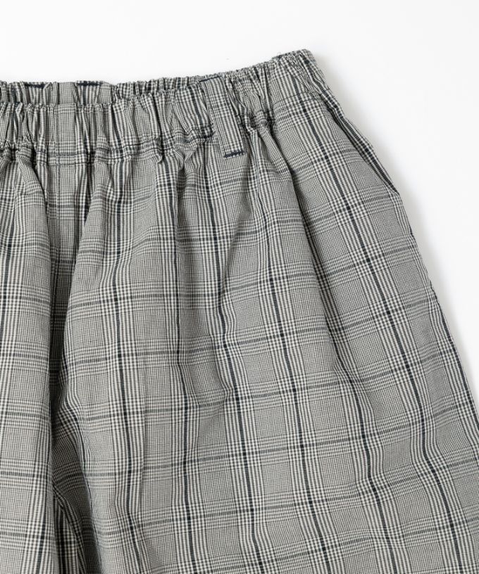 ＊美品＊バスコ／チェック　ゴムパンツ　マオパンツ マオパンツ・24 ツイルチェック切り替えの後ろビッグポケット