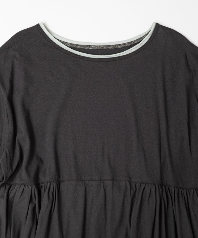 【SALE】ロザリーチュニ　ドライタッチの天竺コットン切り替えチュニック